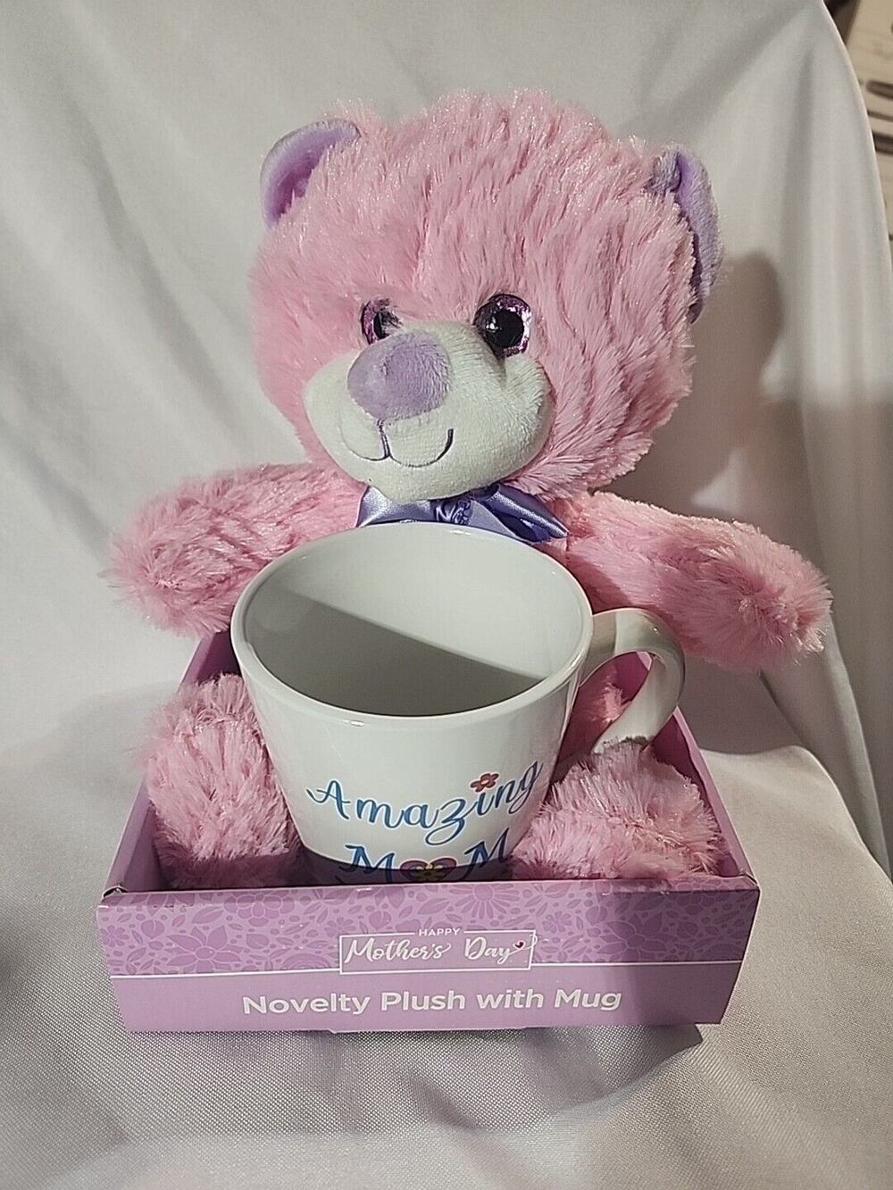 Mothers Day Novelty 11" Plush with Coffee Mug "Amazing Mom" Pink
